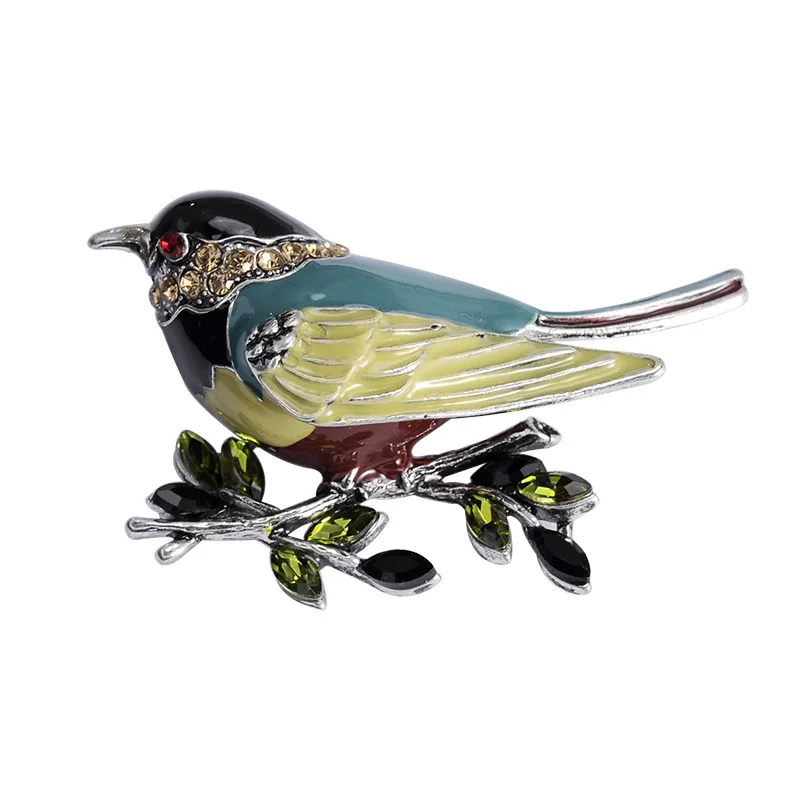 2019 Новая красочная эмаль из горного хрусталя Иволга птица брошь с растительными