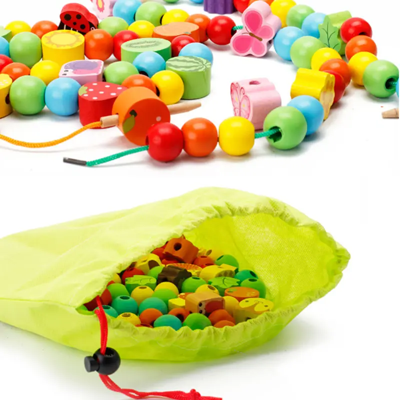 Обучающие деревянные игрушки WINCO Мультяшные ежики нитки бусины дерево животные