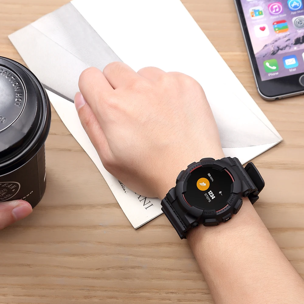 Мужские часы GIMTO уличный светодиодный смарт браслет фотография Bluetooth пульсометр