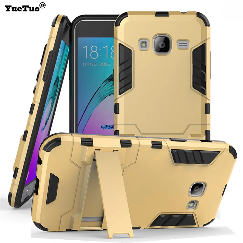 Yuetuo роскошный защитный чехол-подставка для samsung galaxy j3 j5 j7 j 5 j300 j500 j700 пластиковый Гибридный ударопрочный чехол-накладка для телефона