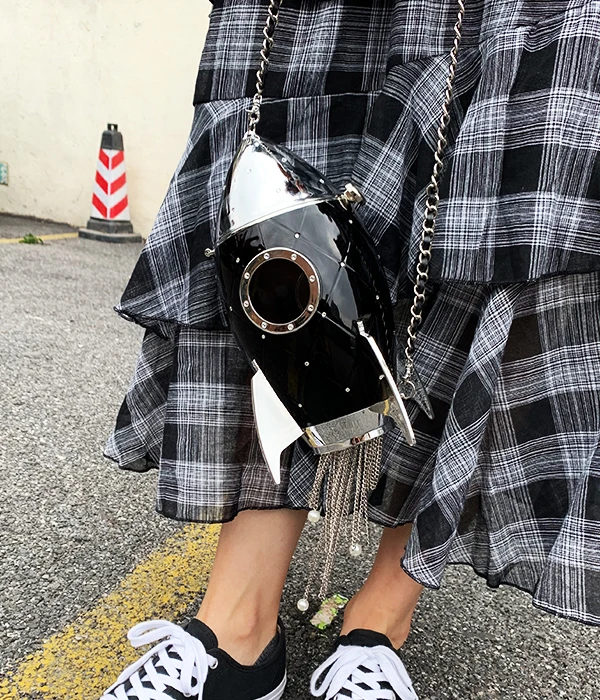 Модные женские вечерние сумки клатчи в форме ракеты с черными акриловыми