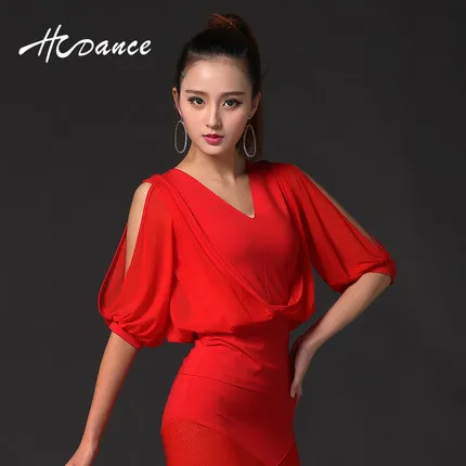 Красное платье для Для женщин и девочек юбка со средним рукавом латинское танцев