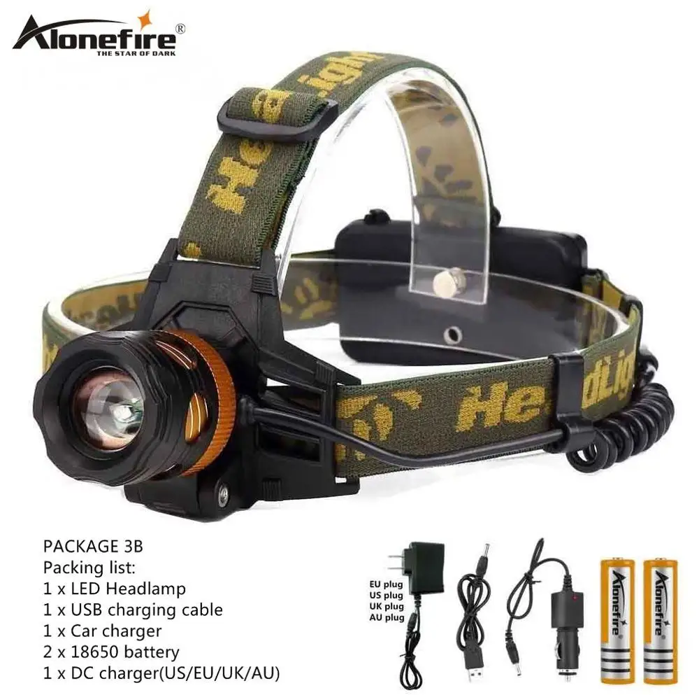 PACKAGE 3B AloneFire HP82 фара CREE XPE-Q5 светодиодный налобный фонарь 18650 на батарейках Головной фонарь светодиодный фонарь для рыбалки и кемпинга - Испускаемый цвет: PACKAGE 3B