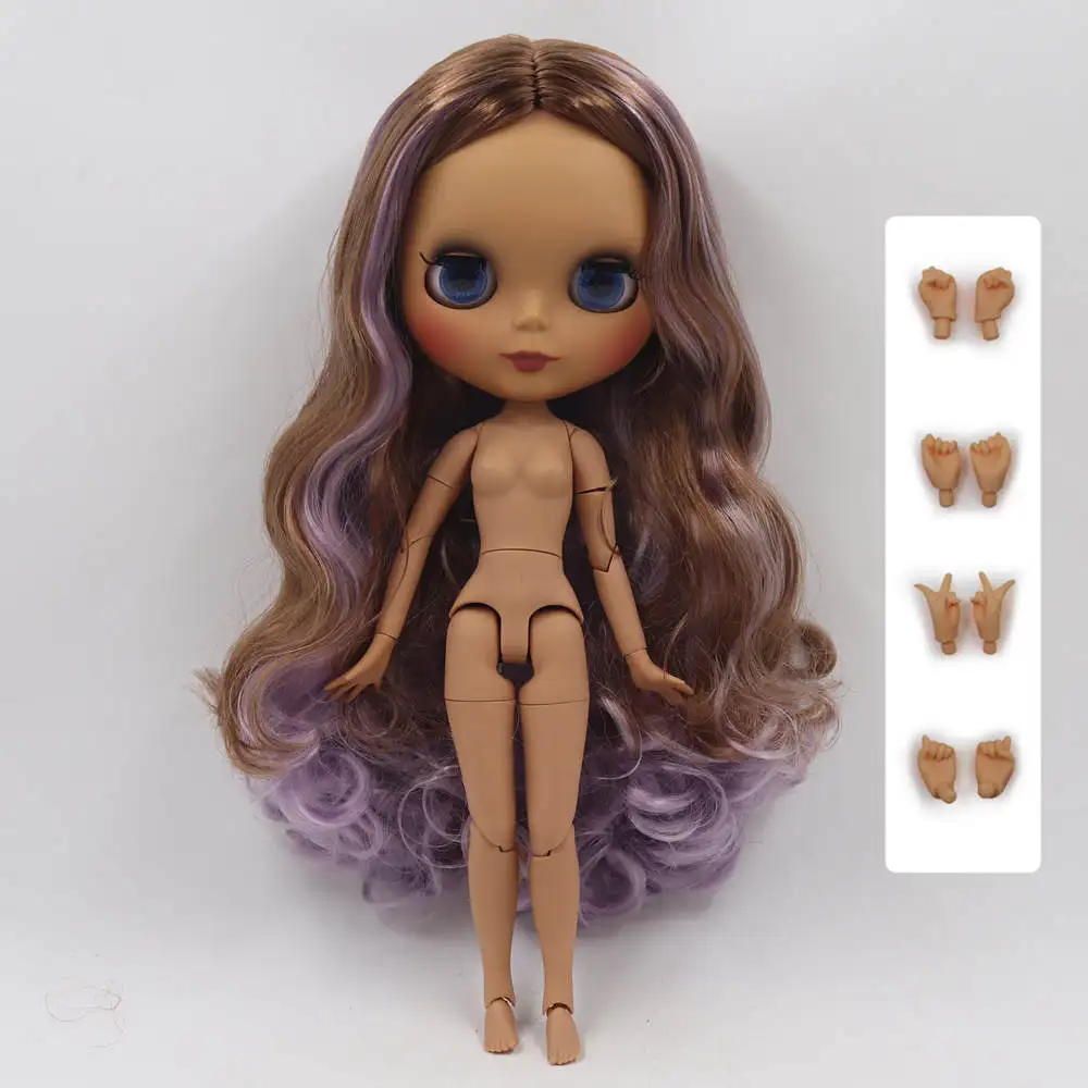 ICY Fortune Days factory blyth кукла темная кожа суставное тело новое матовое лицо коричневый смешанный фиолетовый вьющиеся волосы DIY sd Подарочная игрушка - Цвет: Зеленый
