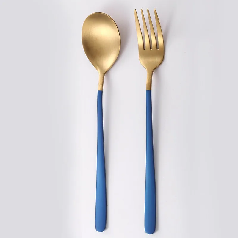 Spoon fork F JueQi набор посуды столовые приборы из нержавеющей стали 304 посуда кухонная посуда включает нож вилка чайные ложки 18/10 - Цвет: Spoon fork F