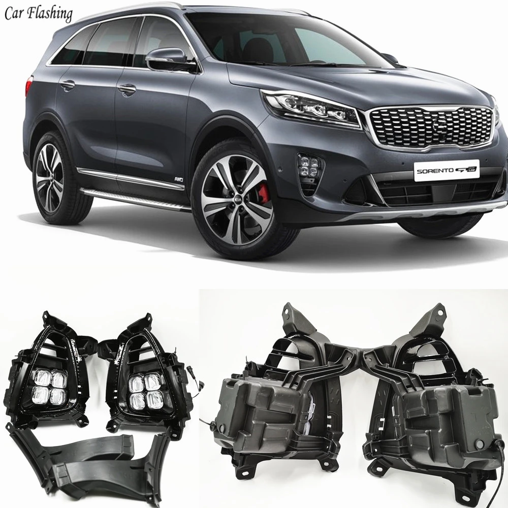 Автомобильный мигающий светодиодный фонарь, 1 пара, АБС-пластик, для KIA Sorento, для вождения, DRL, дневные ходовые огни, дневной свет, противотуманная фара, автомобильный стиль