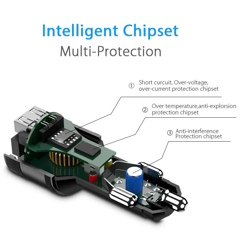 Автомобильный FM модулятор VANJEW C57 с двумя USB портами для зарядки Quick charge 3.0 Bluetooth MP3