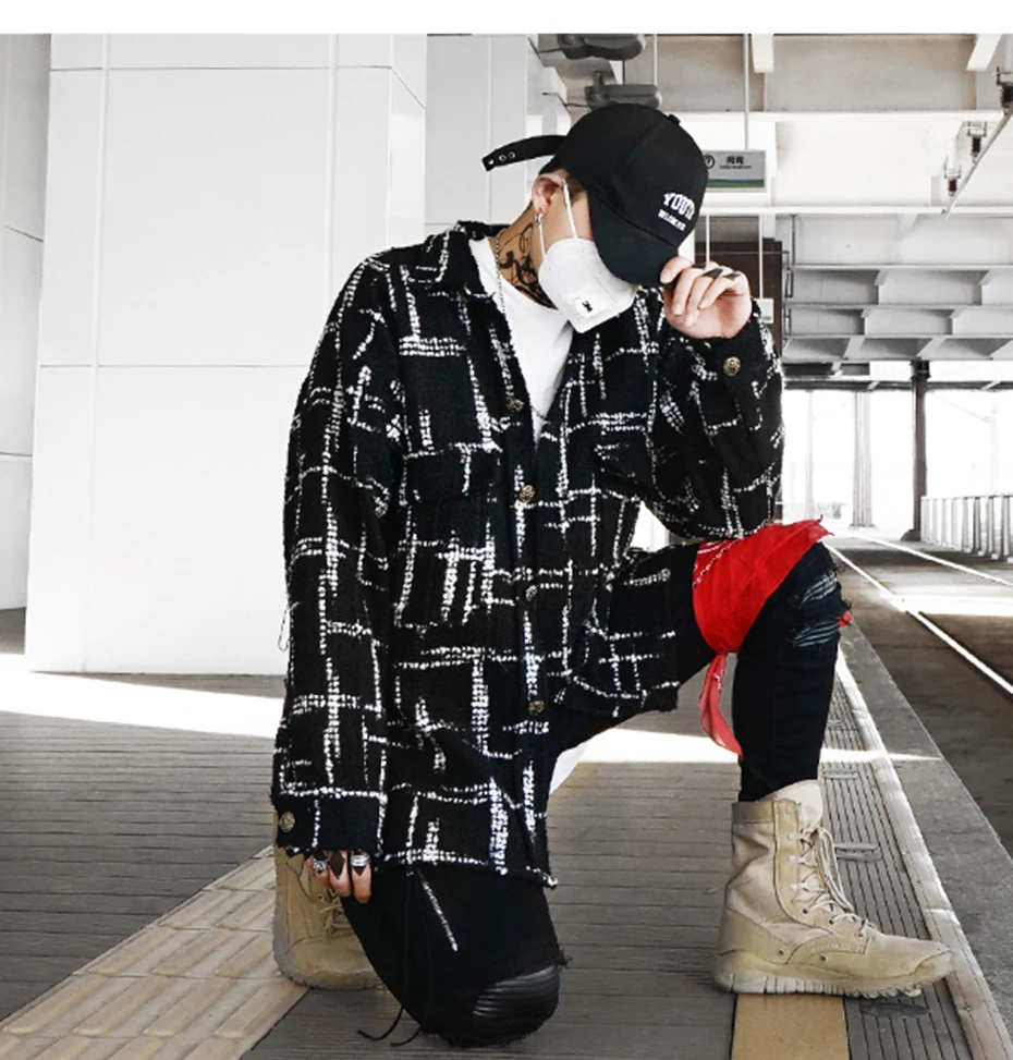 AELFRIC Новая модная мужская тактическая куртка ветровка в клетку Swag уличная куртка пальто в стиле хип-хоп винтажная зимняя куртка GB31