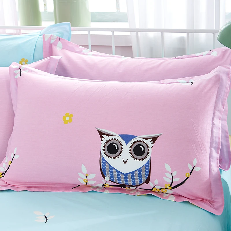 Комплект постельного белья для мальчиков и девочек из 100% хлопка с синей совой