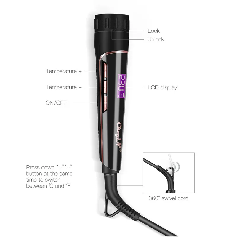 3 In 1 Ceramic Hair Curler Care Styling Curling Wand Interchangeable 3 Parts Clip Hair Iron Curler 9-32mm Curling Iron Wave