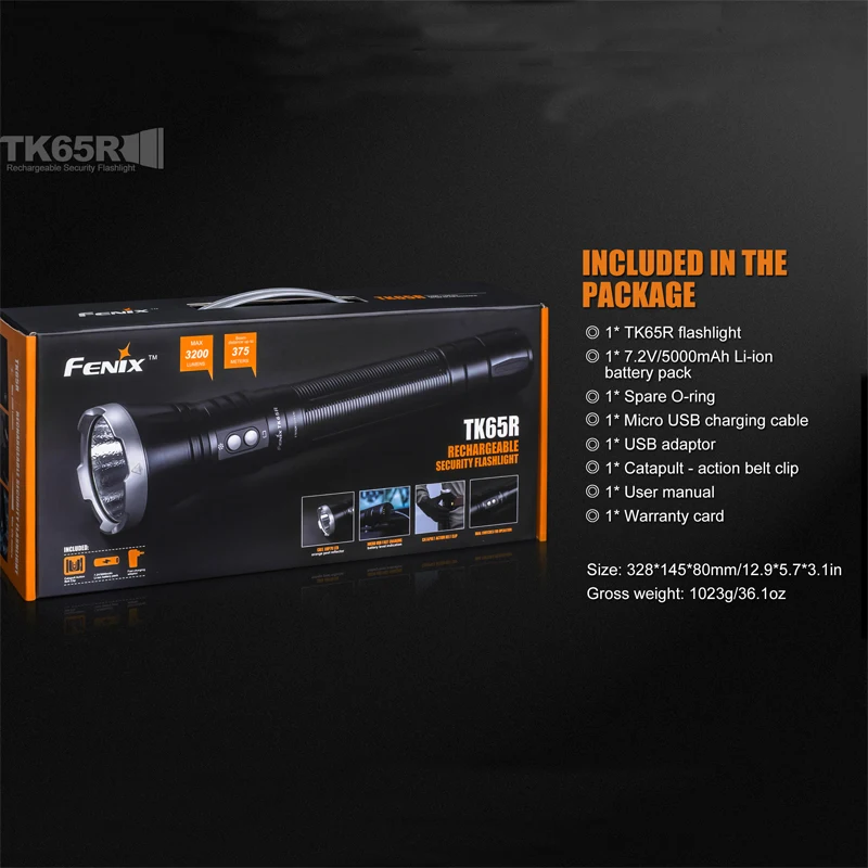 Новый Fenix TK65R с эффектом приближения c зарядкой Micro USB перезаряжаемые фонарик 3200