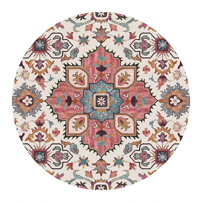 Этнический геометрический мягкий круглый ковер для гостиной Цветочный пол