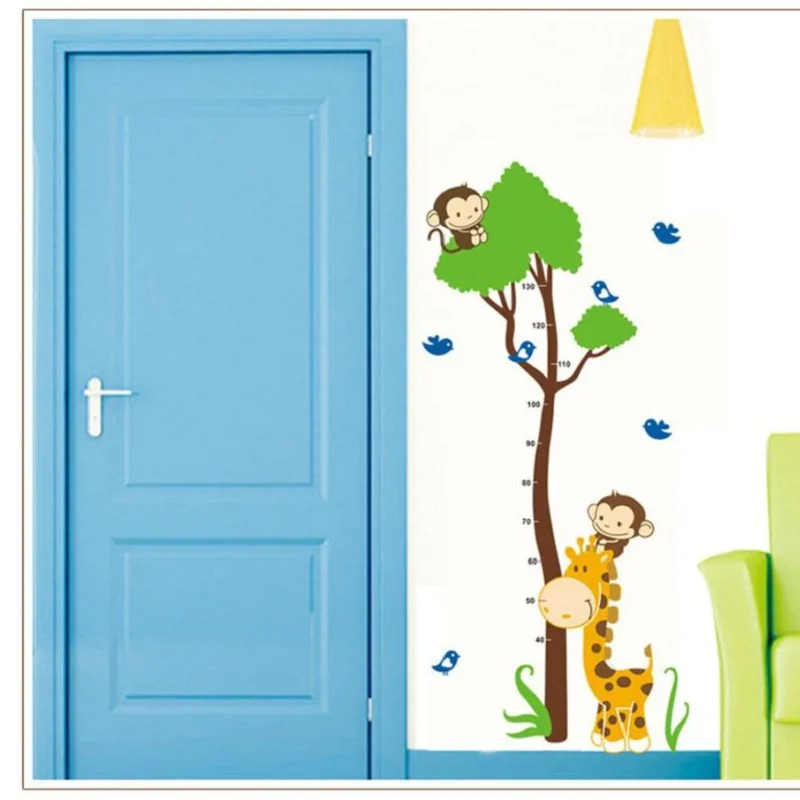 Милые животные Тигр стек измерения высоты наклейки на стену Наклейка дети клей