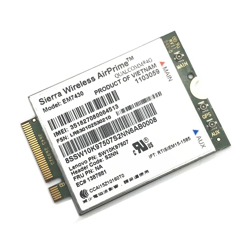 Sierra EM7430 GOBI6000 FDD/TDD LTE 4G WCDMA карта для ThinkPad X1 Carbon Tablet Gen 2 Yoga X270 S1 (3-е поколение) |