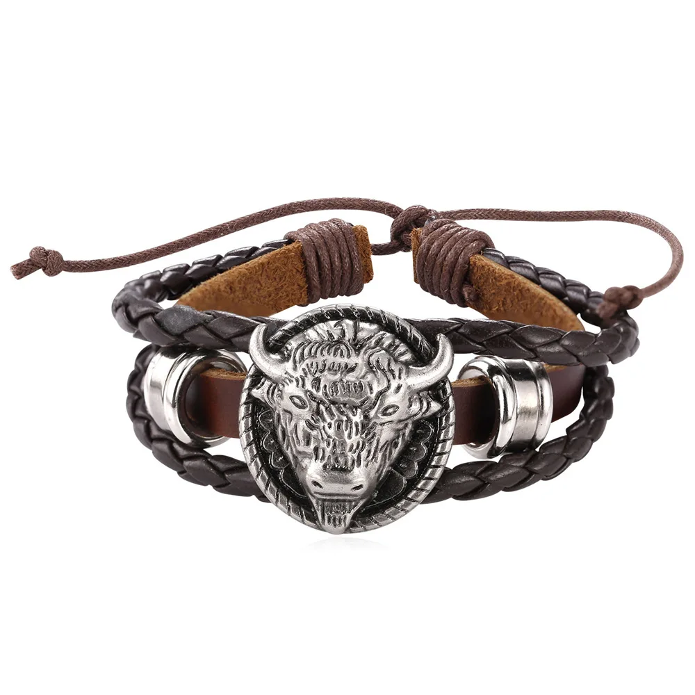 Кожаный браслет мужские ювелирные изделия оптом коричневый/черный 2016 Новый