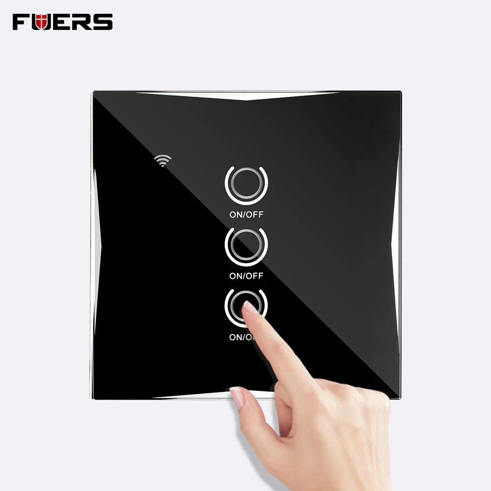 WiFi Smart Wall Touch Panel Switch Interruptor Pared Home Light 1/2/3 Gang APP Control Google Crystal glass | Безопасность и