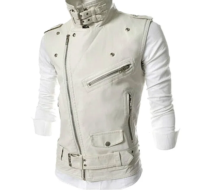 Мужская модная кожаная жилетка мужские мотоциклетные майки без рукавов верхняя