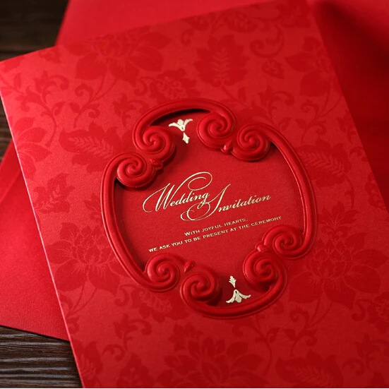 (10 шт./лот) традиционная Китайская Красная Свадебная пригласительная карта с