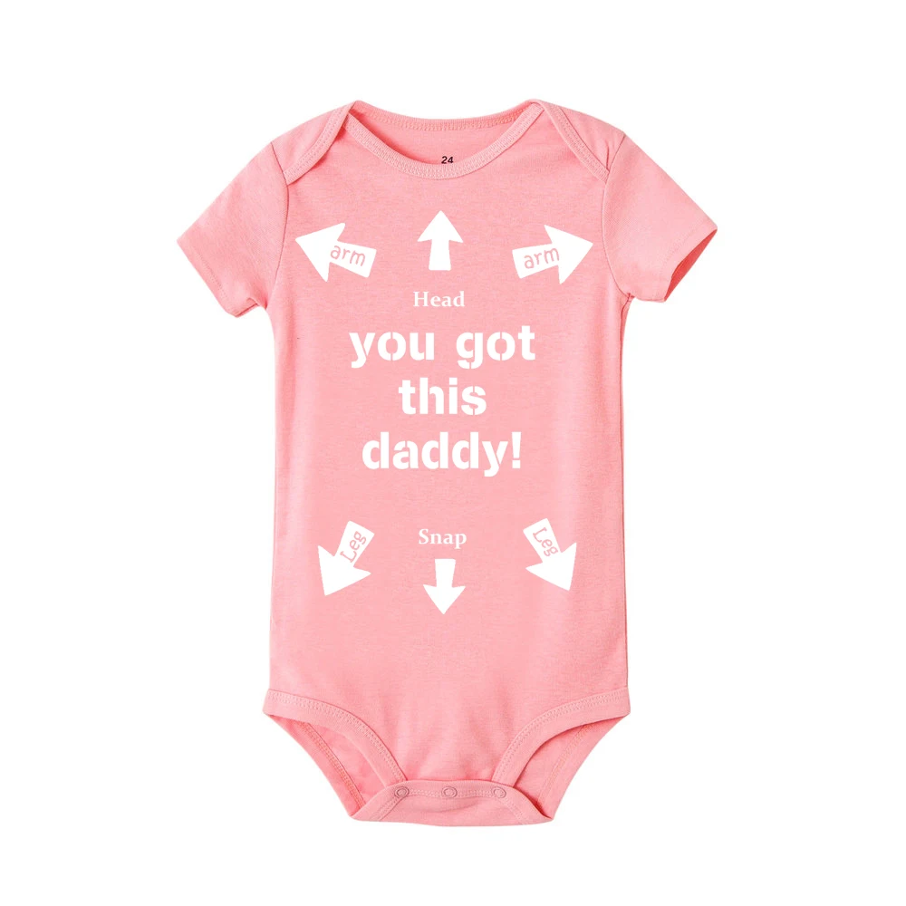 R011-SRPPK Боди для малышей с надписью «You Got This Daddy»; летняя одежда для новорожденных; хлопковый комбинезон для маленьких мальчиков и девочек - Цвет: R011-SRPPK