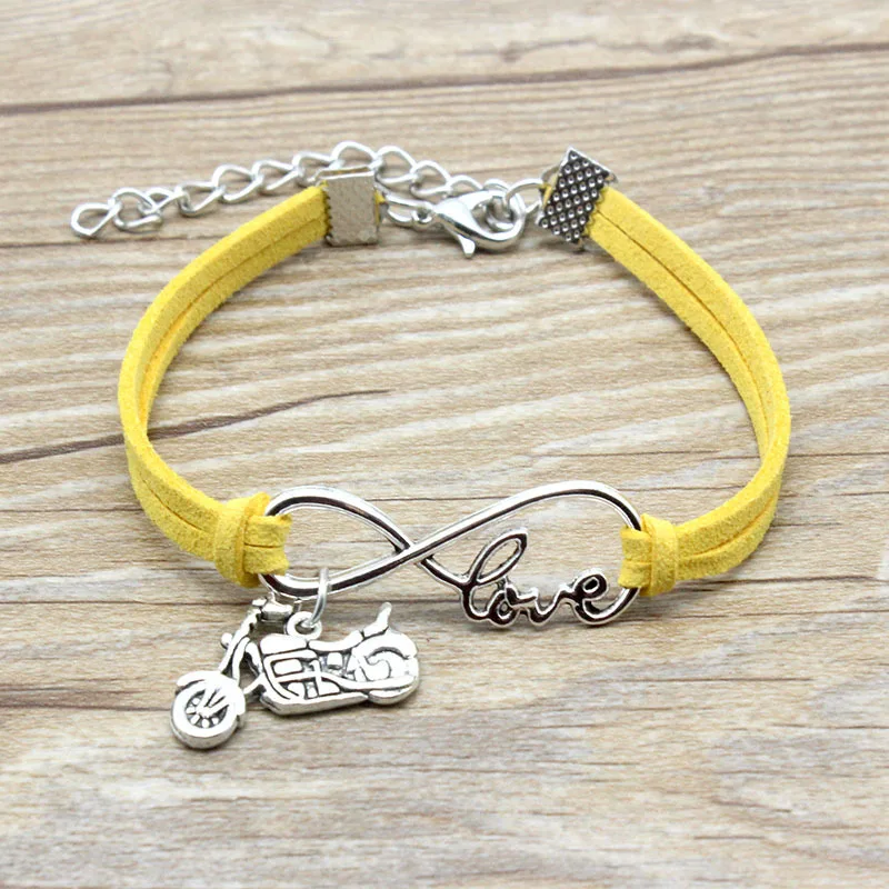 Ретро Мотоцикл Бесконечность Символ Любовь Браслет личность креативный бархат