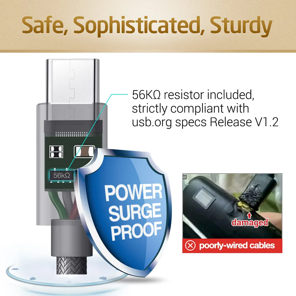 Кабель ESR type-C-type-A USB 3,0-3,1, универсальный кабель для синхронизации, 2 м, 6,6 фута, для телефонов, планшетов, huawei, Meizu, Xiaomi, MacBook