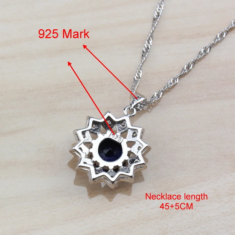 Ювелирные наборы свадебные синие кубические циркониевые женские Костюмные