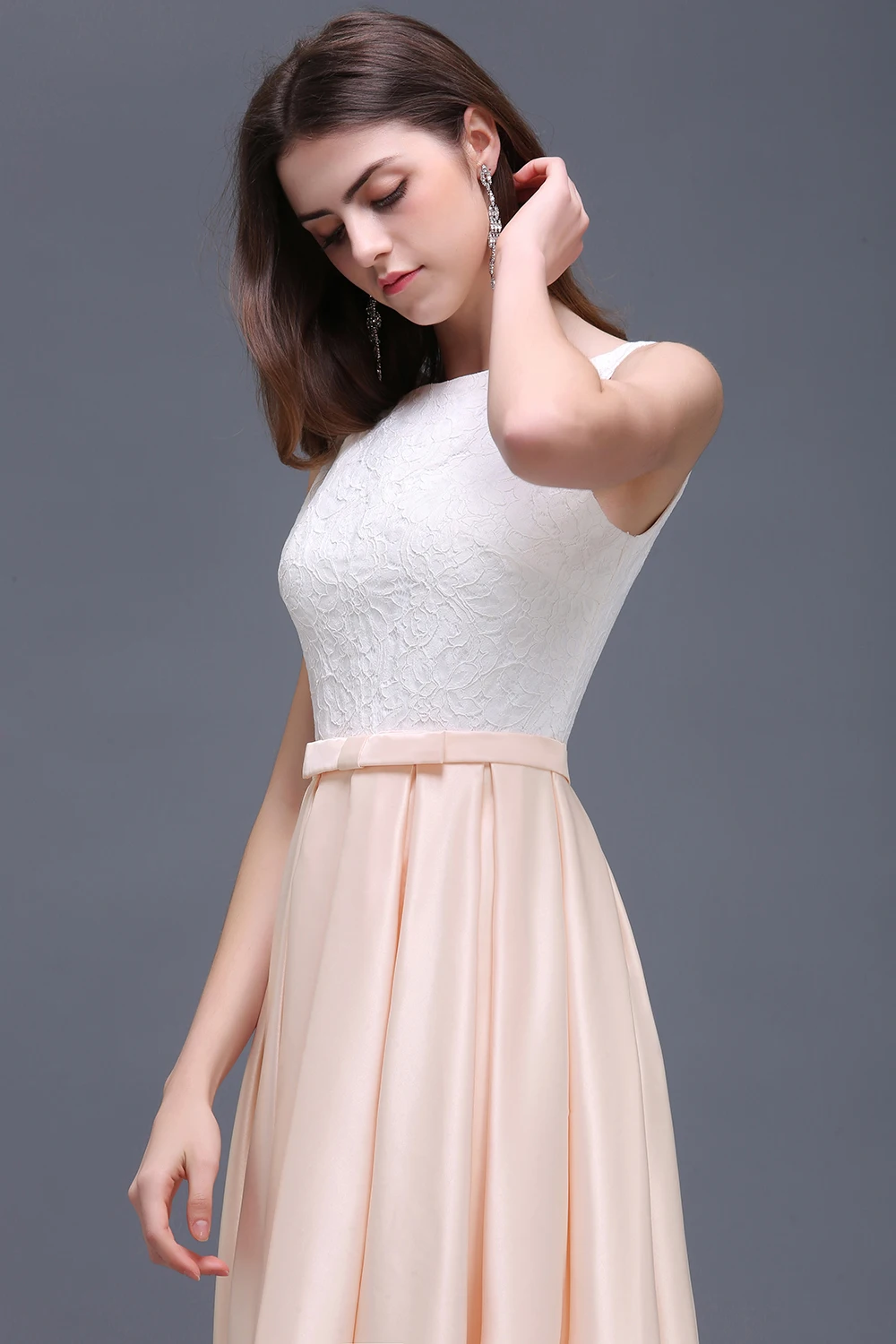 Последнее продвижение! Кружевные атласные длинные вечерние платья а-силуэта