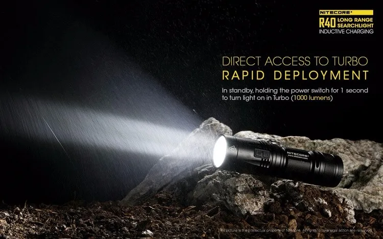 NITECORE R40 флэш-светильник 1000 люмен XP-L HI светодиодный белый светильник с перезаряжаемой батареей наружная поисковая ручная лампа