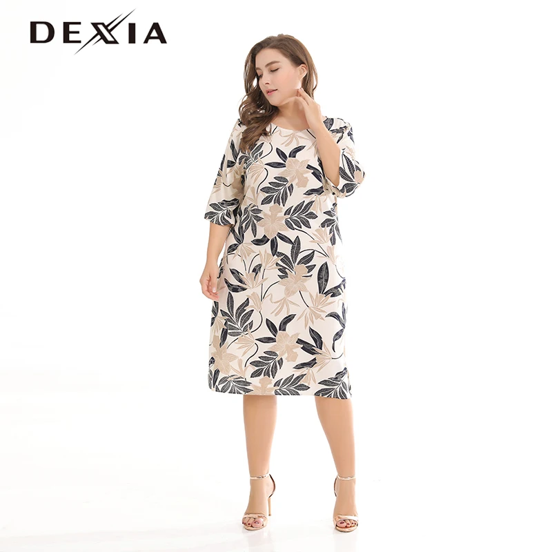 DEXIA летнее женское платье с круглым вырезом цветочный принт рукав три четверти