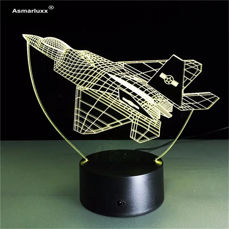 Ночник 3D для самолета настольная лампа боевого разные цвета Военный реактивный