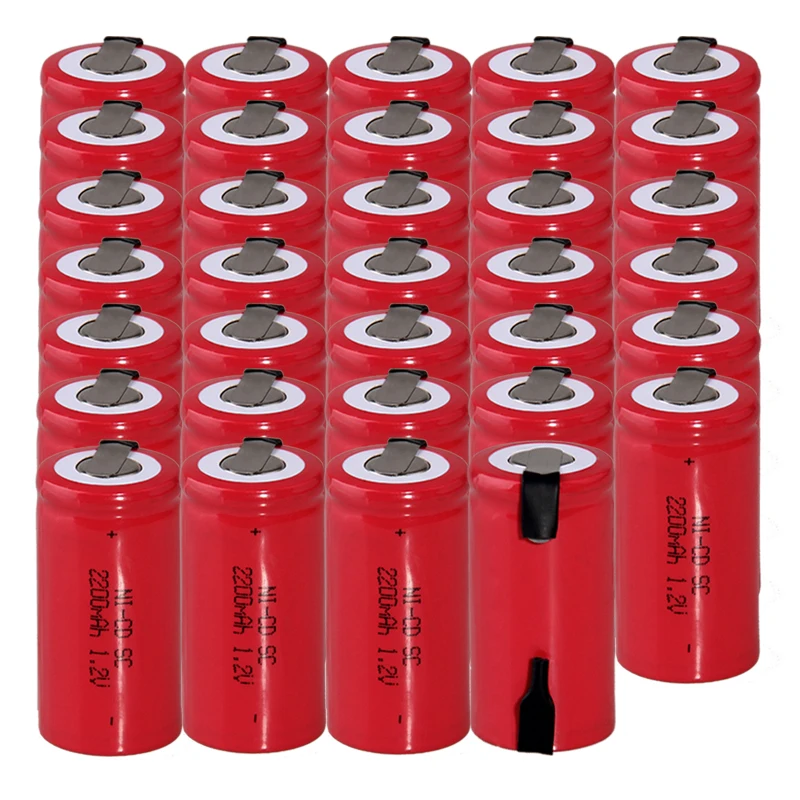 Реальная емкость 34 шт аккумулятор SC 1 2 v батареи перезаряжаемые 2200 mAh nicd akkumulator для