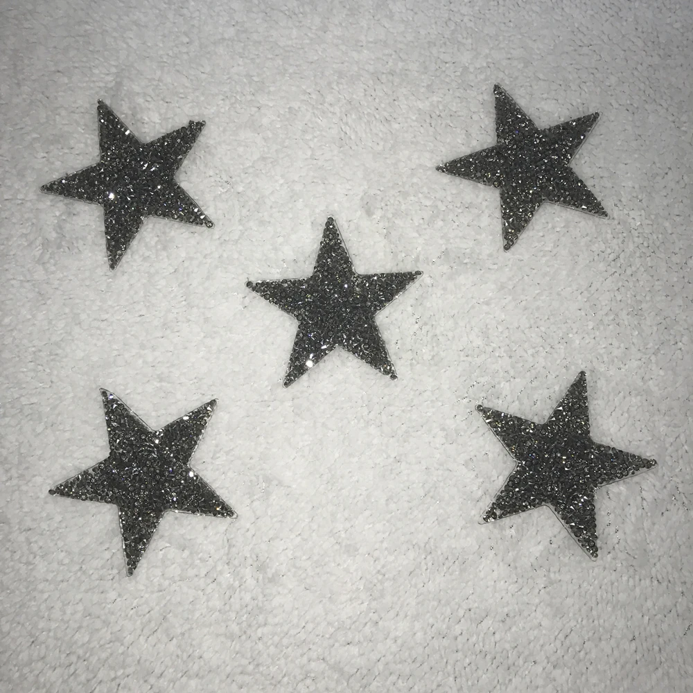 Блестящие нашивки Стразы с изображением пятиконечной звезды модная блестящая