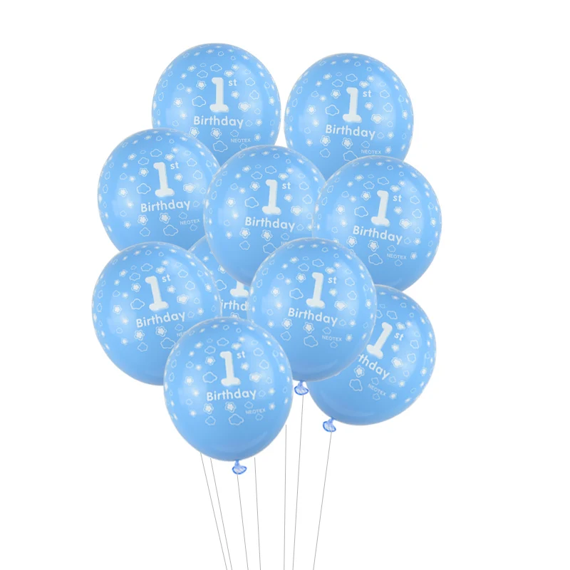 

Boy Girl 1st Birthday Party Latex Balloons Kids Happy Birthday Pink Blue Number Balloon 1 Year Anniversary Party Decorations