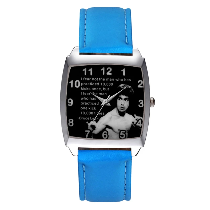 Мультяшный Брюс Ли Стиль Прямоугольный циферблат Дети Женщины Студент мальчики