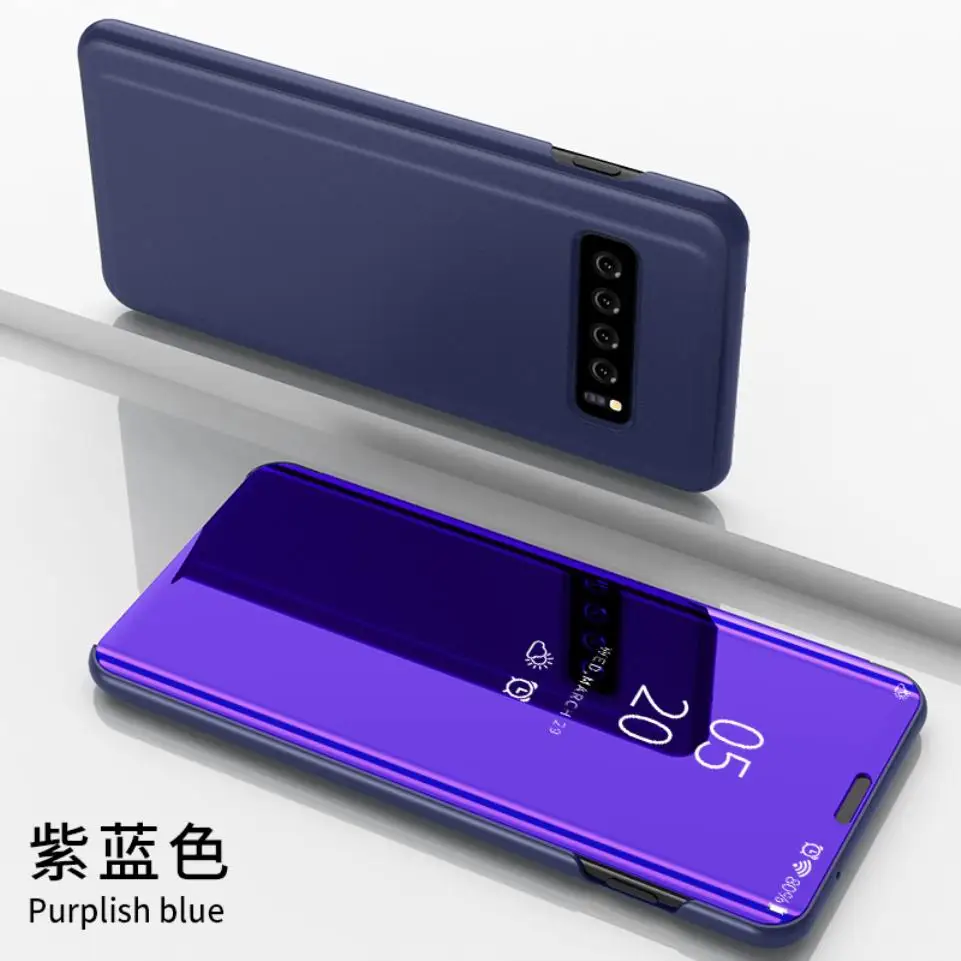 indigo Для samsung Galaxy S10 S9 S8 Plus S10e S10Plus чехол тонкий модный зеркальный чехол для макияжа с подставкой кожаный чехол для смартфона - Цвет: indigo