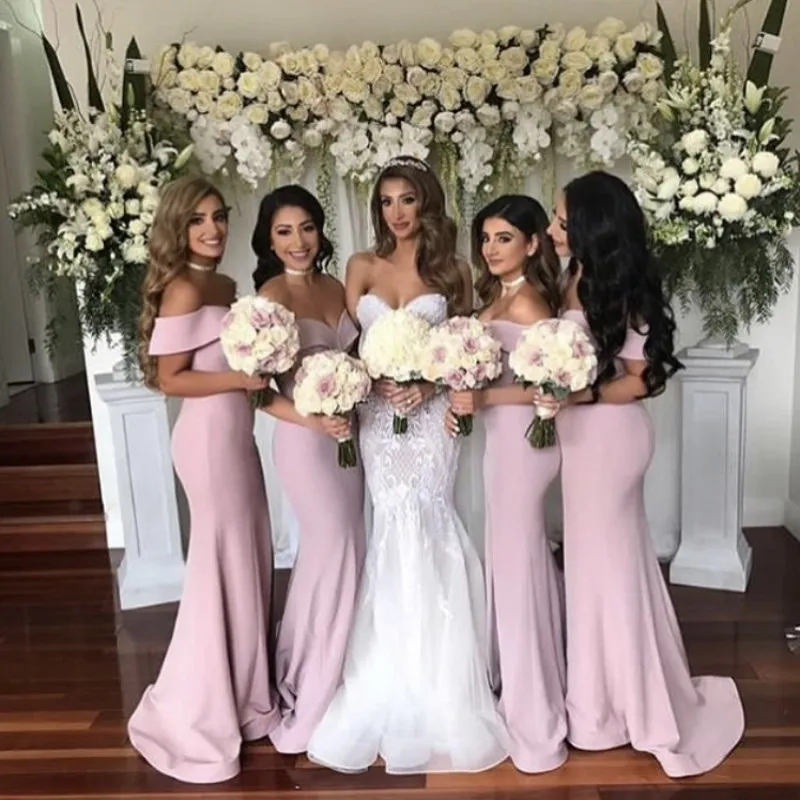 Розовый вырез лодочкой с открытыми плечами русалка атласные плиссированные корт