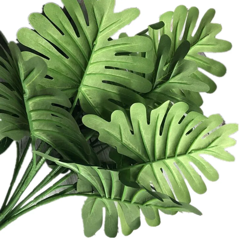 12 шт. искусственный зеленый Monstera зелени растение пальмовых листьев связка 46 см зеленый папоротники для зелени украшения стены Цветочная композиция