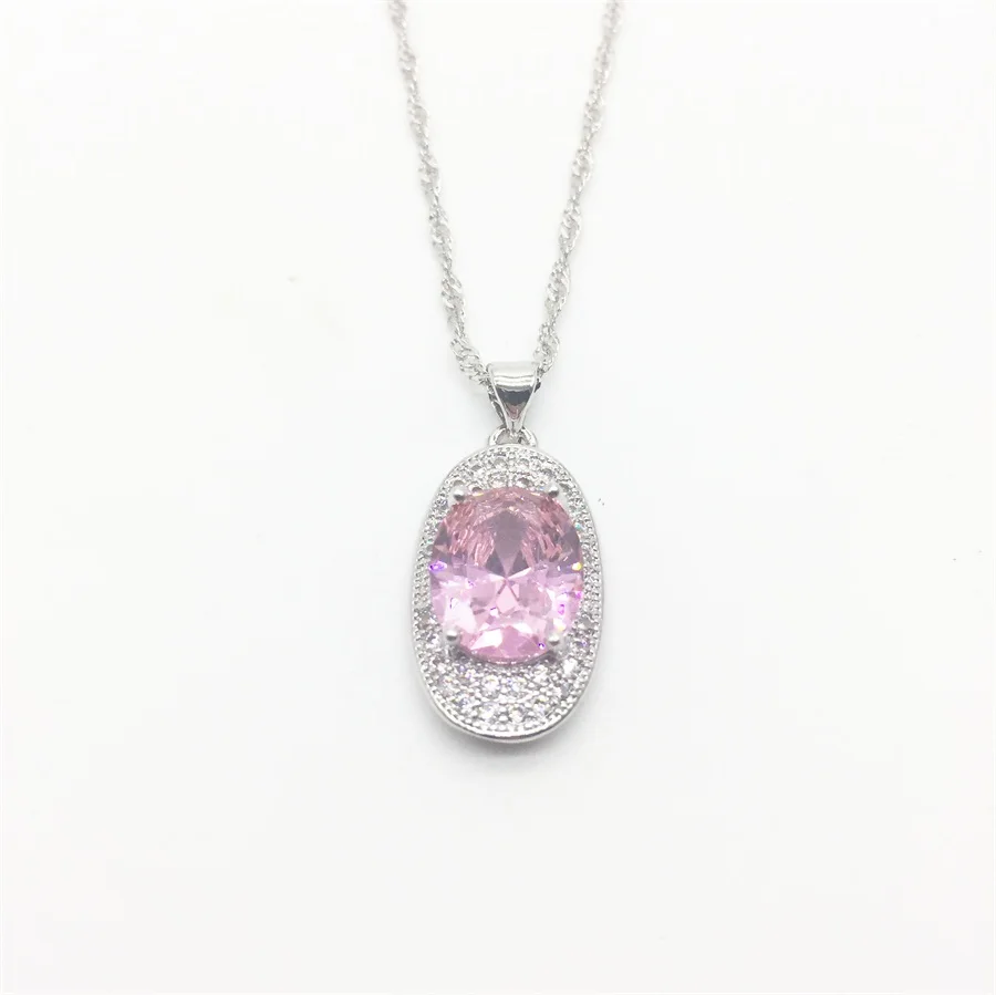 Pink Zircon Costume Silver 925 Jewelry Sets Women Pendant&ampNecklace Ring Earrings With Natural Stones Jewelery | Украшения и