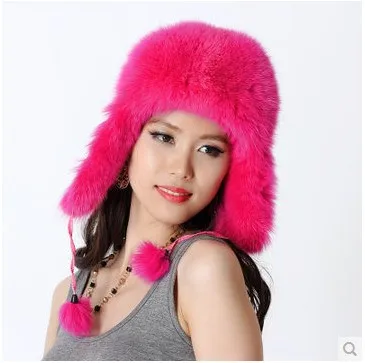 Роскошная зимняя женская шапка бомбер из натурального Лисьего меха меховая