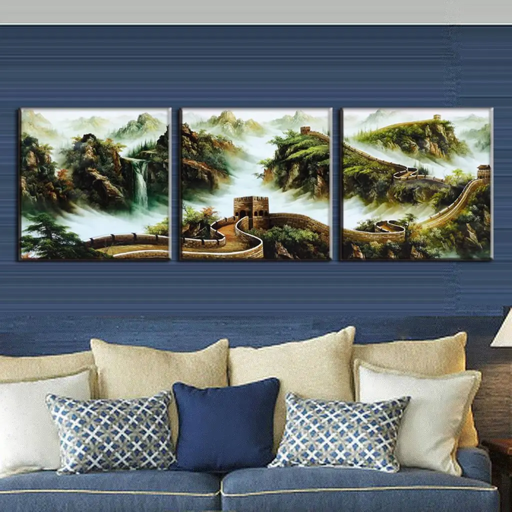 Скидка картина в рамке 3 шт./компл. традиционная китайская настенная живопись с