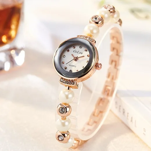Top Brand Crystal Pearl Bracelet Watch Women Luxury Rose Gold Stainless Steel Quartz Wrist Watches Ladies Fashion Dress Watch keep moving women top famous brand luxury casual quartz watch rose gold women water stainless steel wrist watches relogio