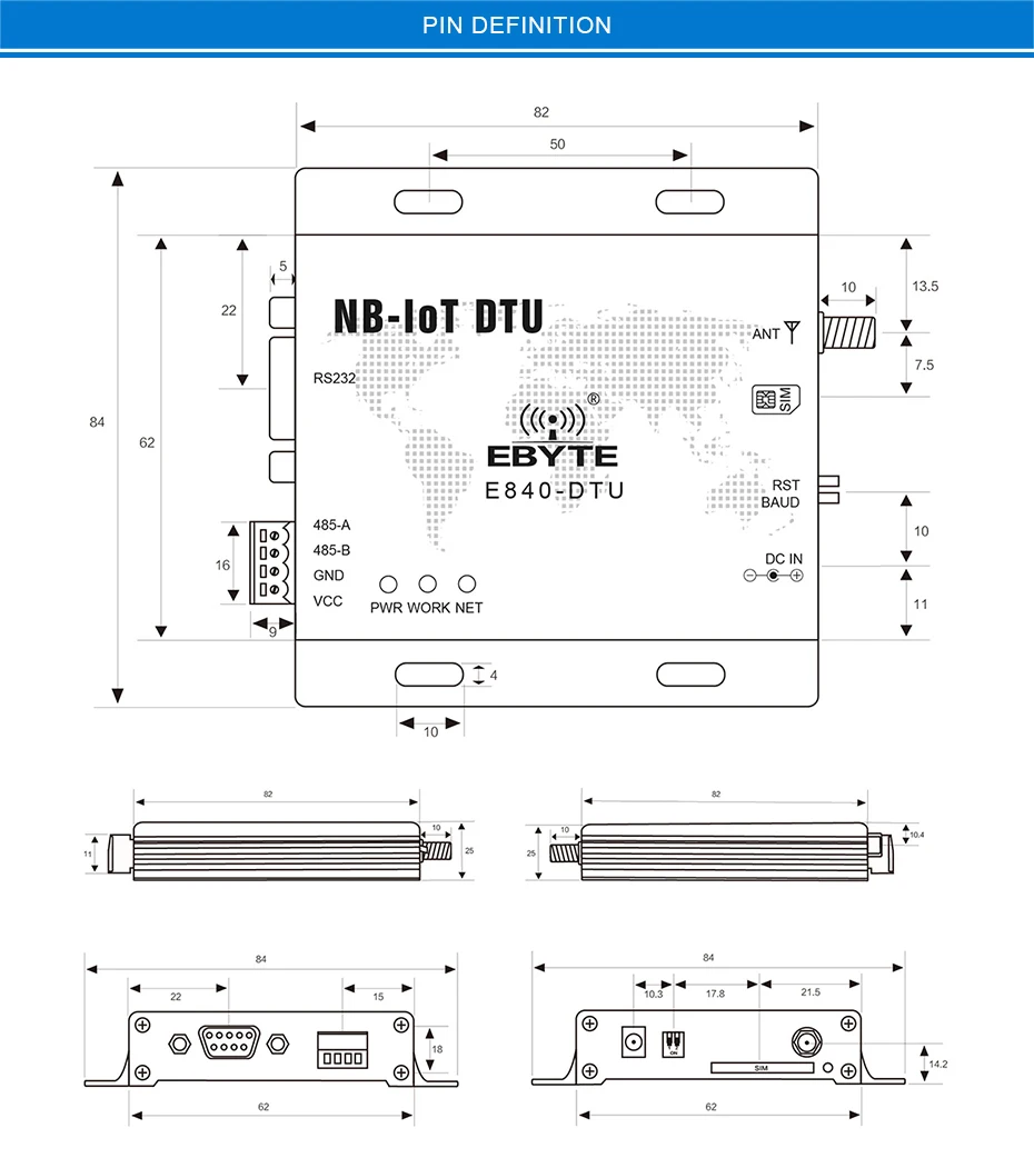 E840-DTU(NB-02) RS232 RS485 nb-iot Беспроводной трансивер IoT сервер последовательного порта hdmi передатчик и приемник