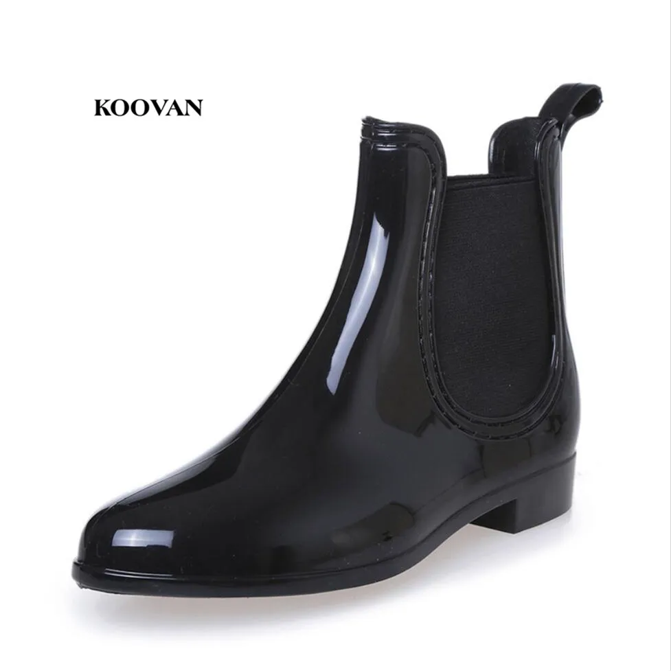 Новинка 2017 модные однотонные женские ботинки Koovan остроносые для воды дождя|shoes