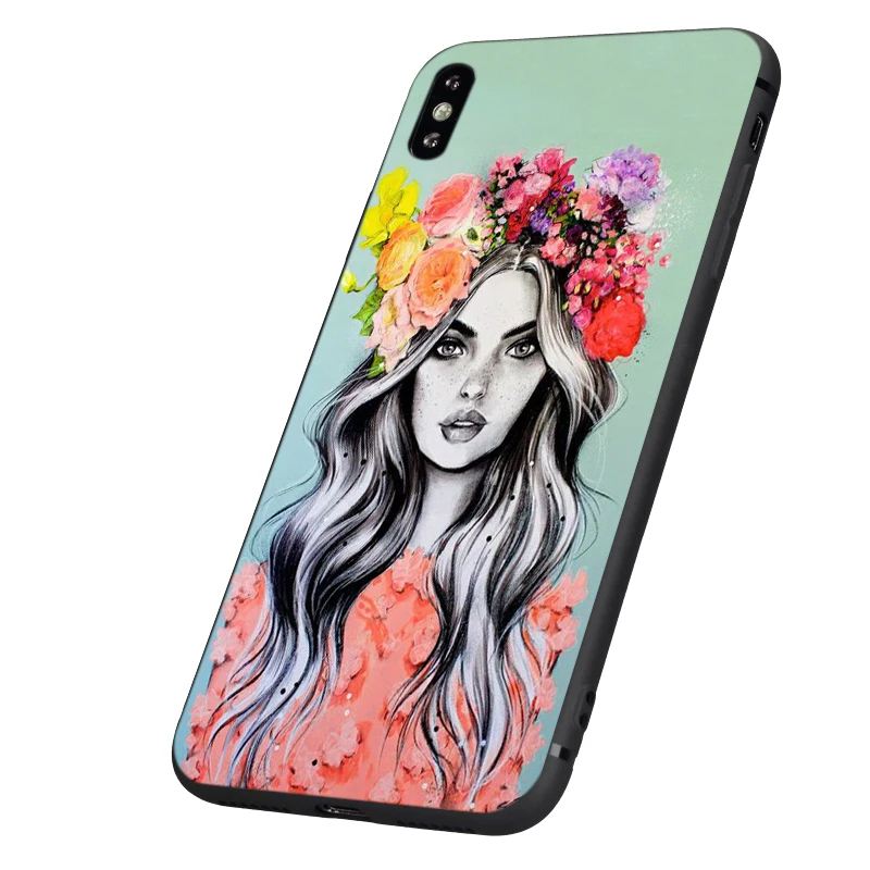 Черный ТПУ чехол для iphone 5 5s se 6 6s 7 8 plus x 10 силиконовый XR XS 11 pro MAX Модный девочки с