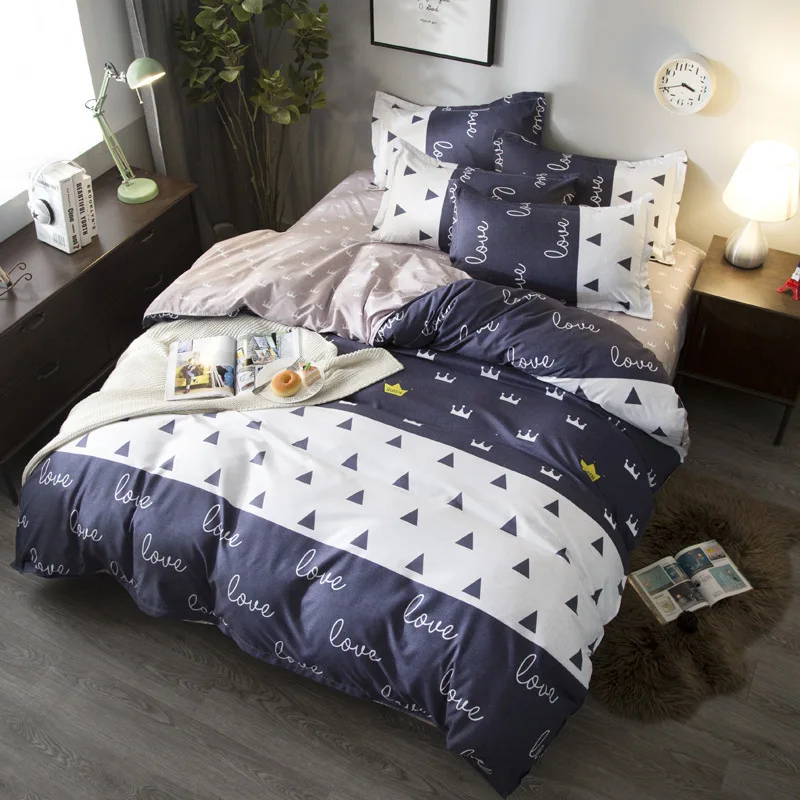 Cute Animal Rabbit Pattern Duvet Cover 3/4 pcs Bedding Set Adult kids Child Bed Linen Single Full Double Queen King Size 180x220 | Дом и сад
