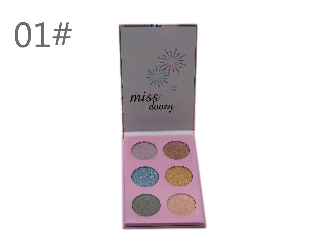 Палитра теней для век Профессиональная 6 цветов сияющая выделяющая прессованная