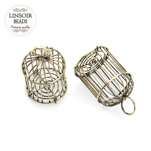 5 шт./лот 4 2 см * 7 Античная бронзовая клетка для птиц DIY Очаровательное ожерелье