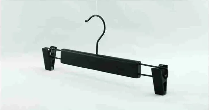 Вешалка Деревянная Hangerlink черная 33 см с зажимами для нижней части вешалка брюк (20