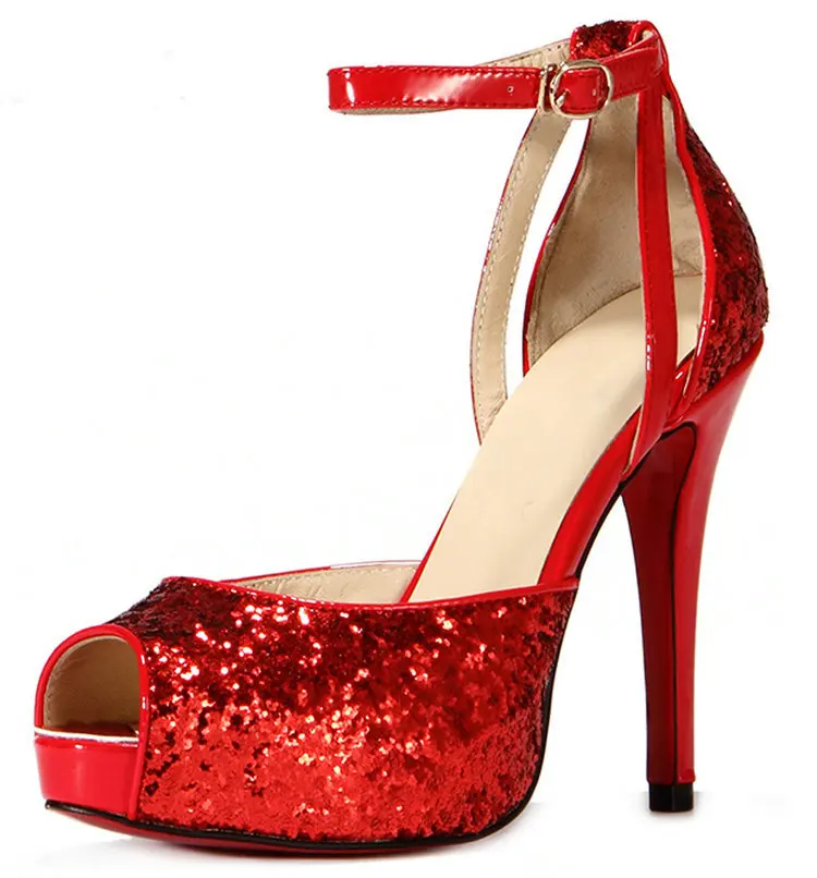 Ankle Straps Sequins Stiletto High Heel Pumps | Обувь