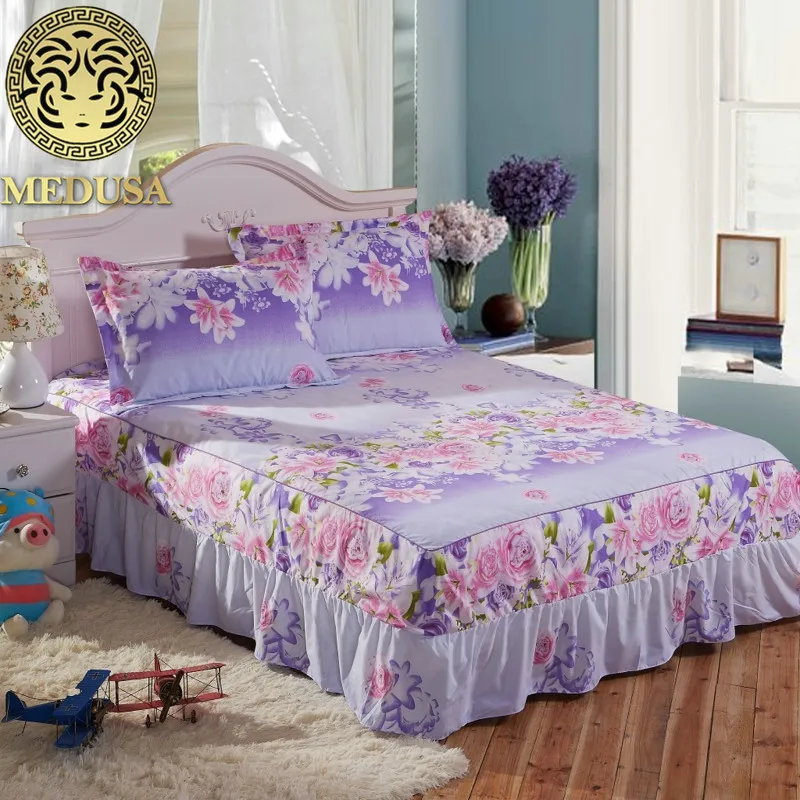 Медуза Кантри стиль потертый шик кровать юбка наволочки 3 шт. Комплект